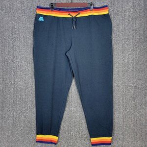 Aldi Sweatpants Joggers Mens XL Navy Blue Retro Rainbow Trim